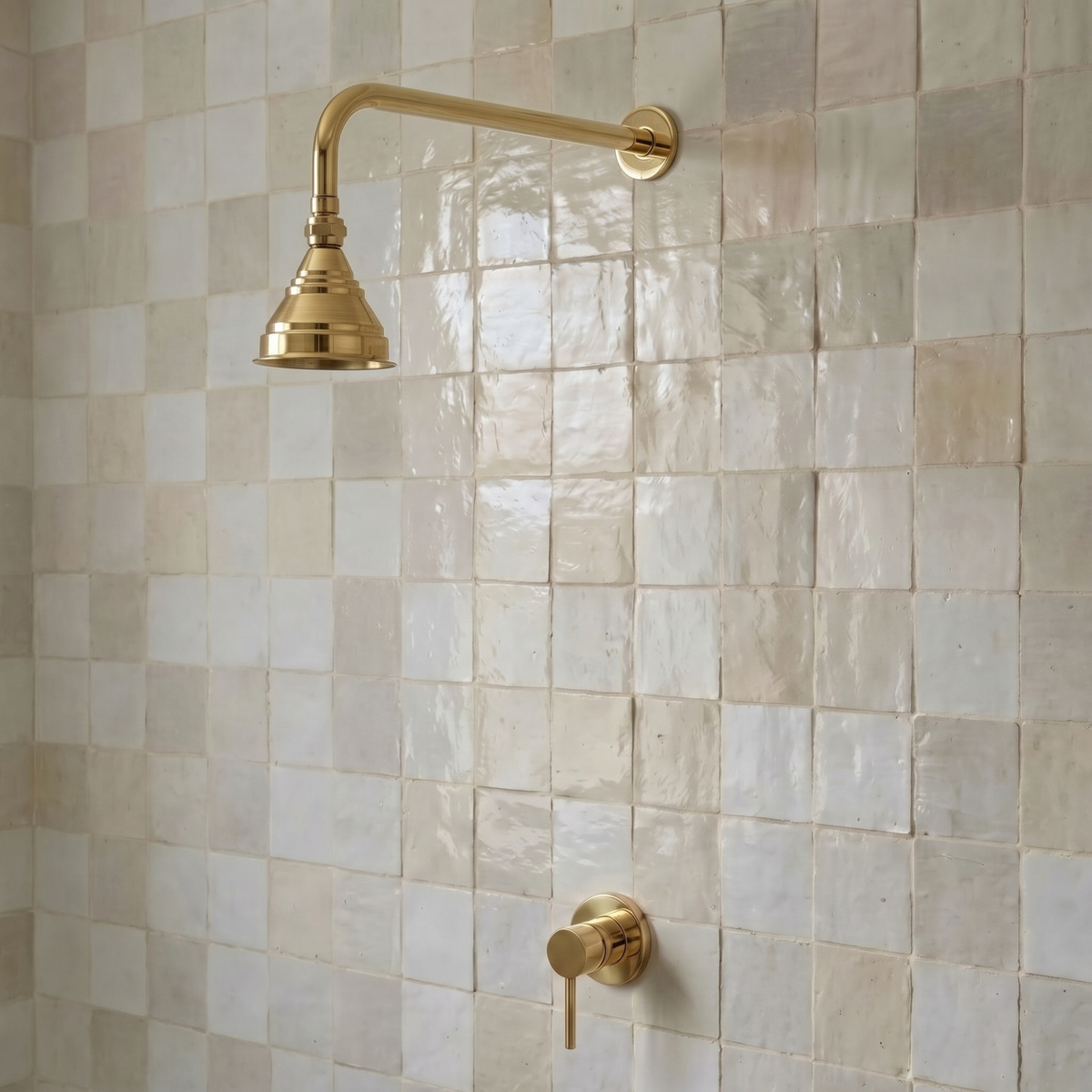 Unlacquered Brass Dome Rain Shower System with Straight arm
