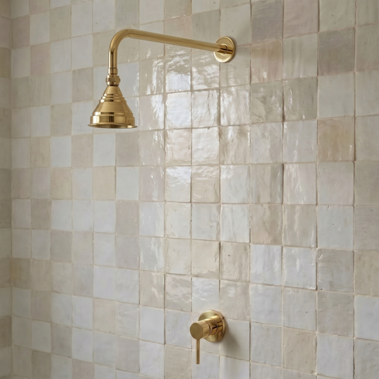 Unlacquered Brass Dome Rain Shower System with Straight arm