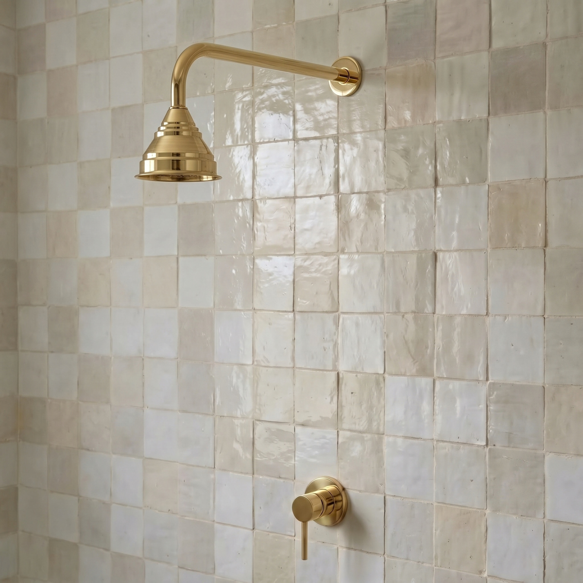 Unlacquered Brass Dome Rain Shower System with Straight arm