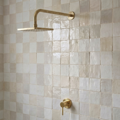 Unlacquered Brass Square Rain Shower System – Straight arm