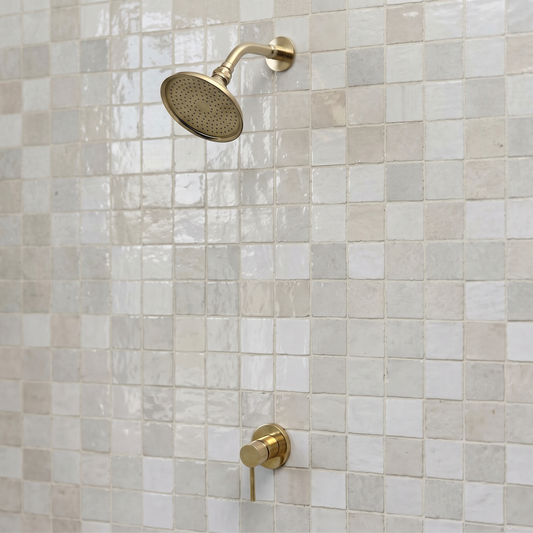 Unlacquered Brass Dome Shower System with Short arm & Adjustable Head