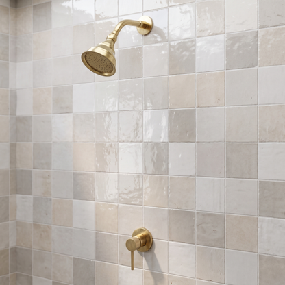 Unlacquered Brass Concealed Shower System with Single lever