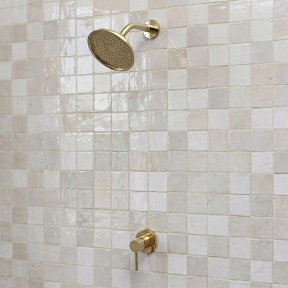 Unlacquered Brass Dome Shower System with Short arm & Adjustable Head