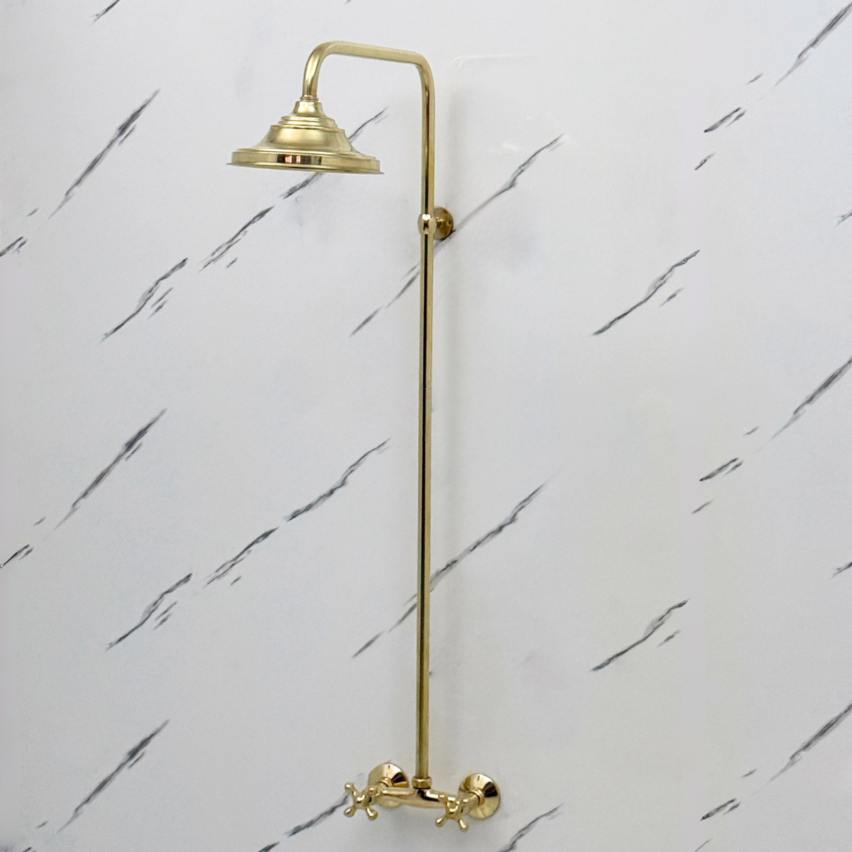 Unlacquered Brass Exposed Shower System
