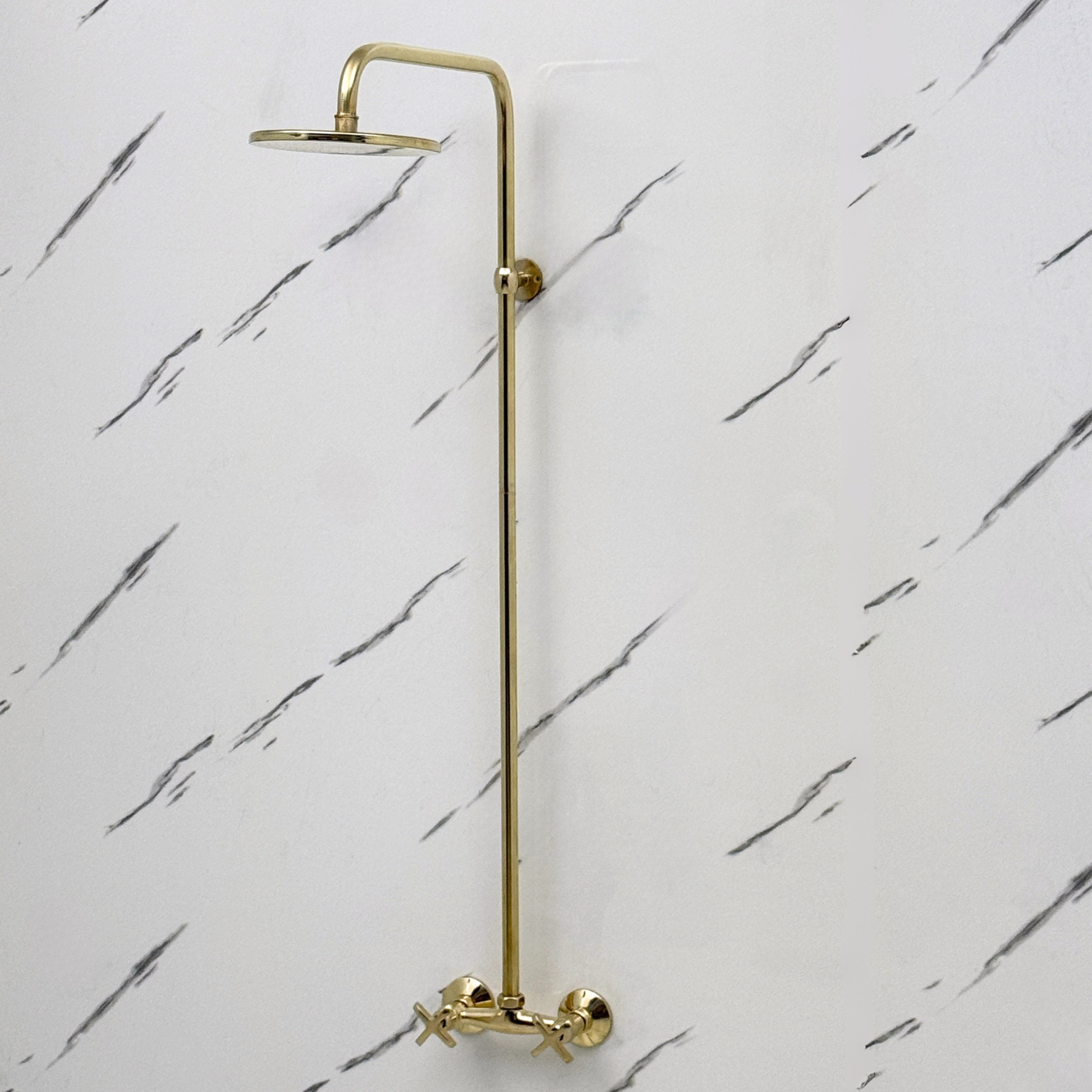 Unlacquered Brass Exposed Shower System