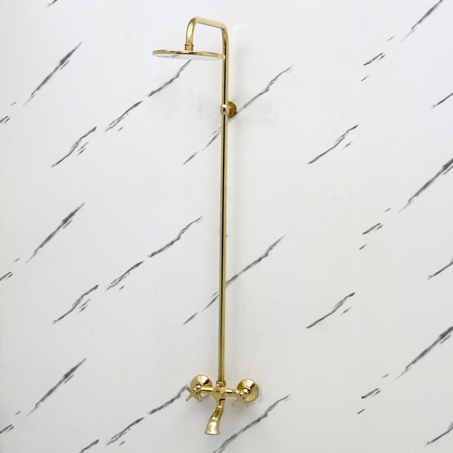 Unlacquered Brass Exposed Shower System with Rainfall Head & Tub Filler