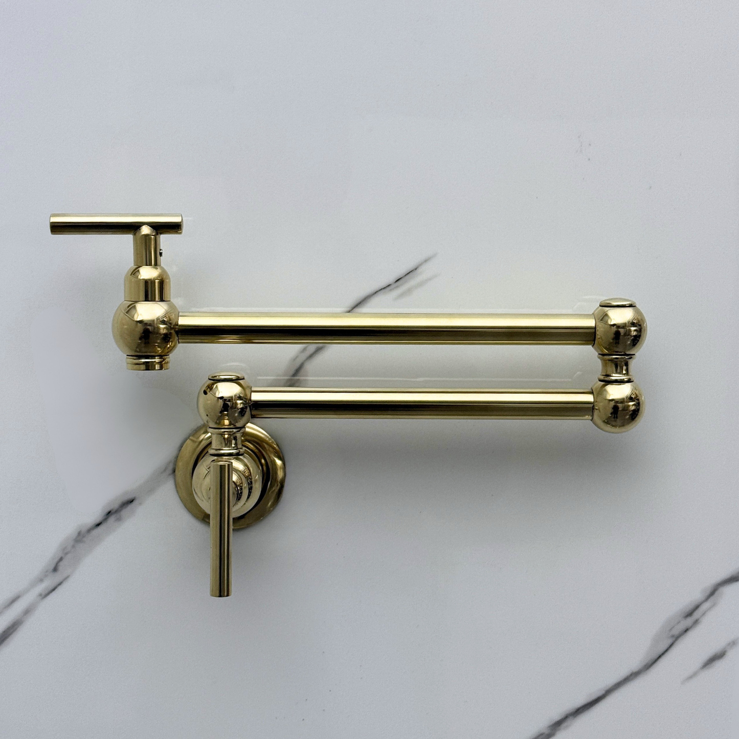 Unlacquered Brass Pot Filler with Lever Handles, Solid Brass Wall Mount Pasta Faucet