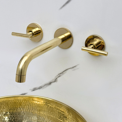 Unlacquered Brass Wall-Mount Faucet with Lever handles