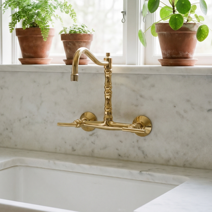 Wall-Mounted Unlacquered Brass Faucet