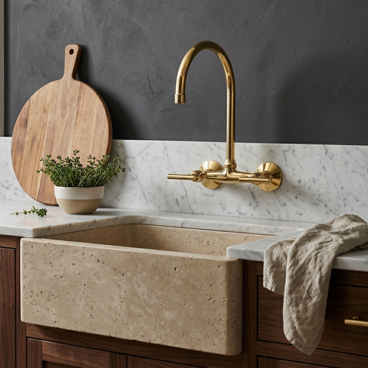 Wall-Mounted Unlacquered Brass Faucet