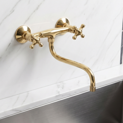 Wall-Mounted Unlacquered Brass Faucet