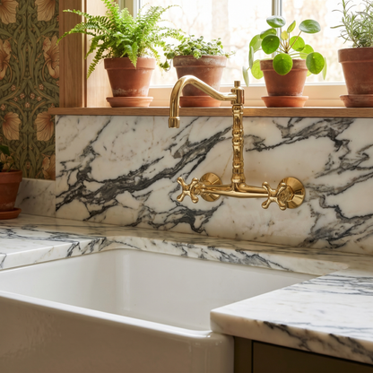 Wall-Mounted Unlacquered Brass Faucet