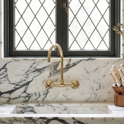 Wall-Mounted Unlacquered Brass Faucet