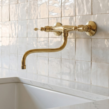Wall-Mounted Unlacquered Brass Faucet