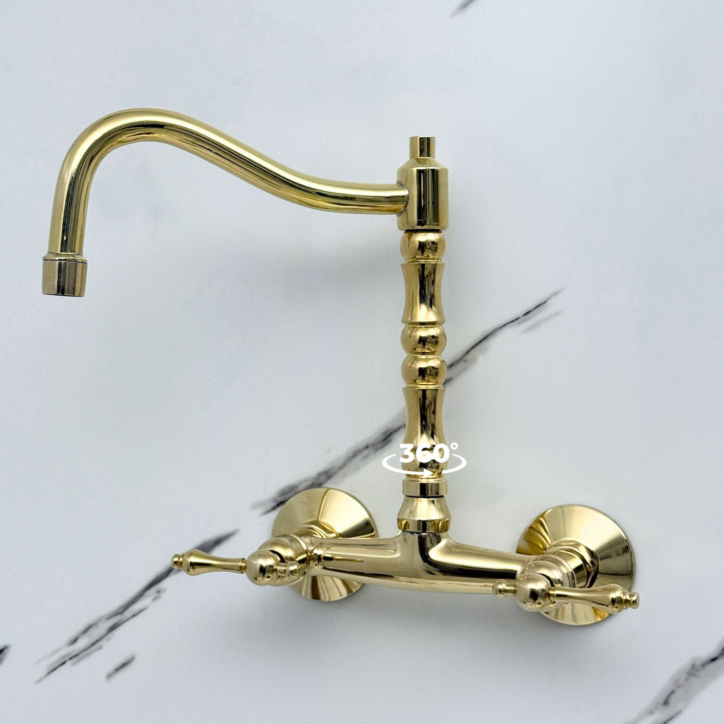 Wall-Mounted Unlacquered Brass Faucet