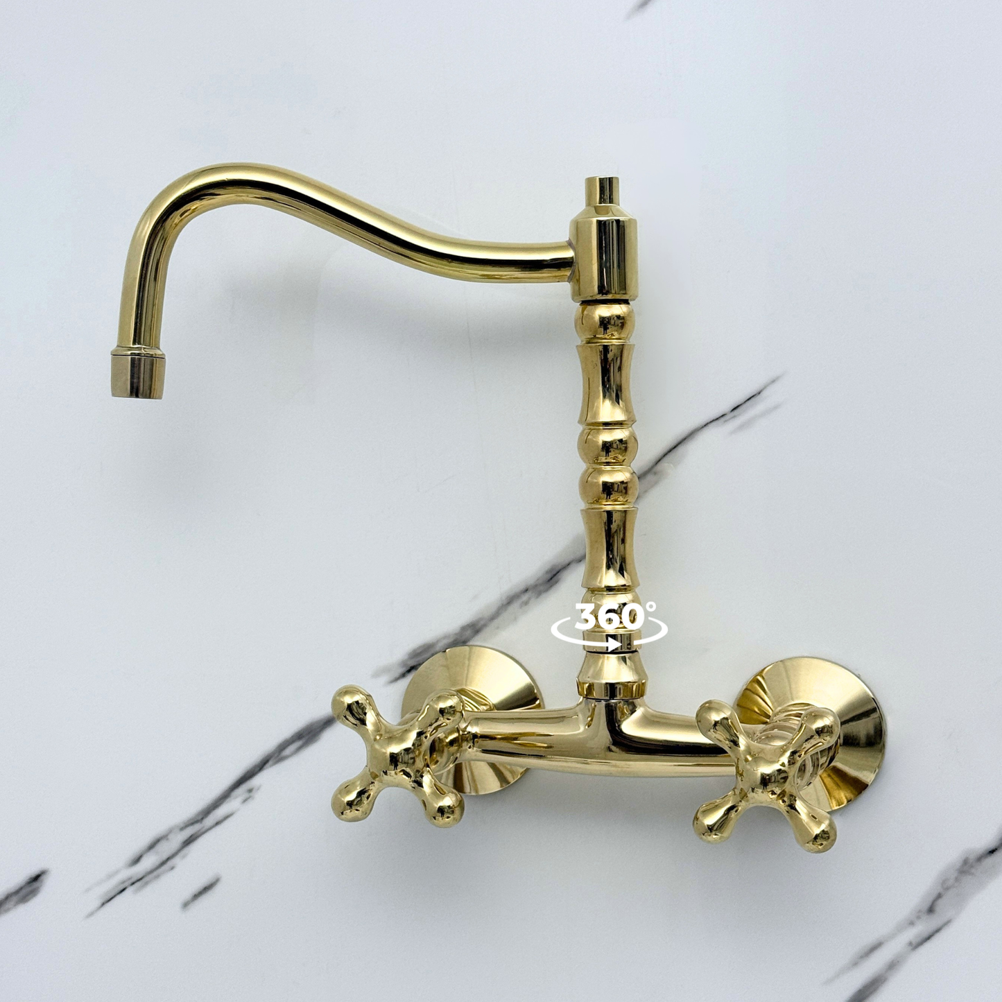 Wall-Mounted Unlacquered Brass Faucet
