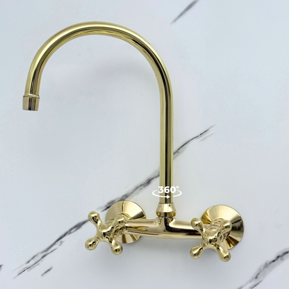 Wall-Mounted Unlacquered Brass Faucet
