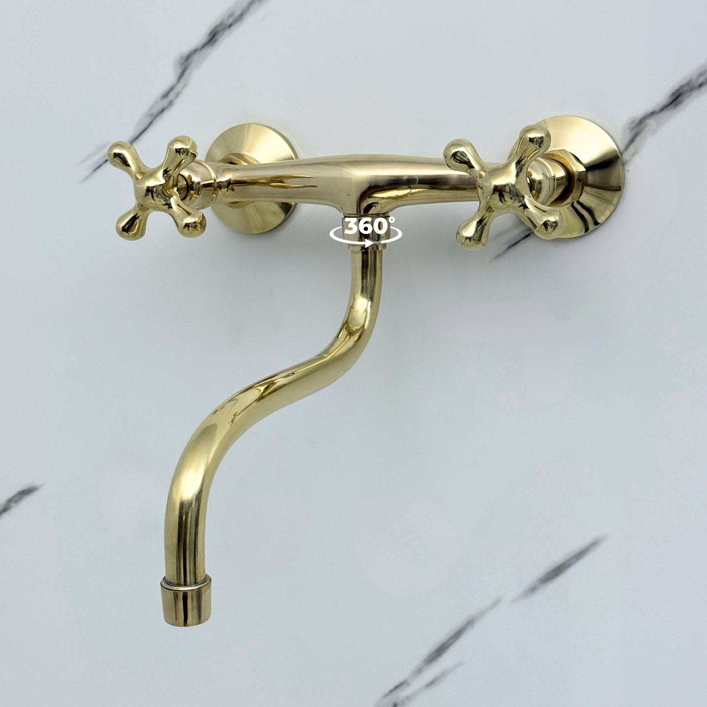 Wall-Mounted Unlacquered Brass Faucet