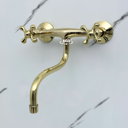 Wall-Mounted Unlacquered Brass Faucet