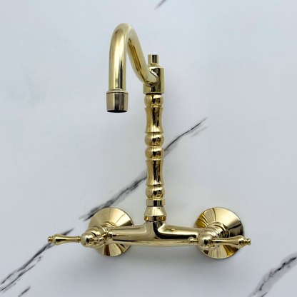 Wall-Mounted Unlacquered Brass Faucet