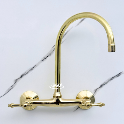 Wall-Mounted Unlacquered Brass Faucet