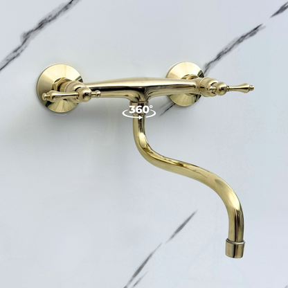 Wall-Mounted Unlacquered Brass Faucet