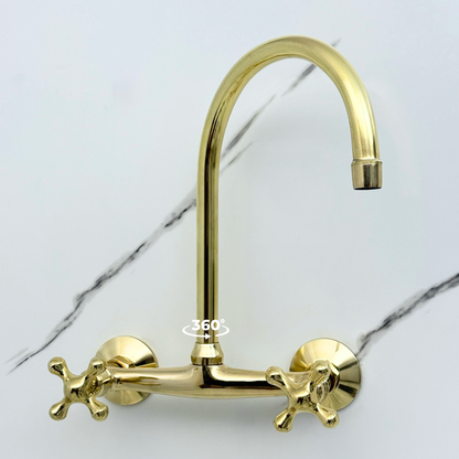 Wall-Mounted Unlacquered Brass Faucet