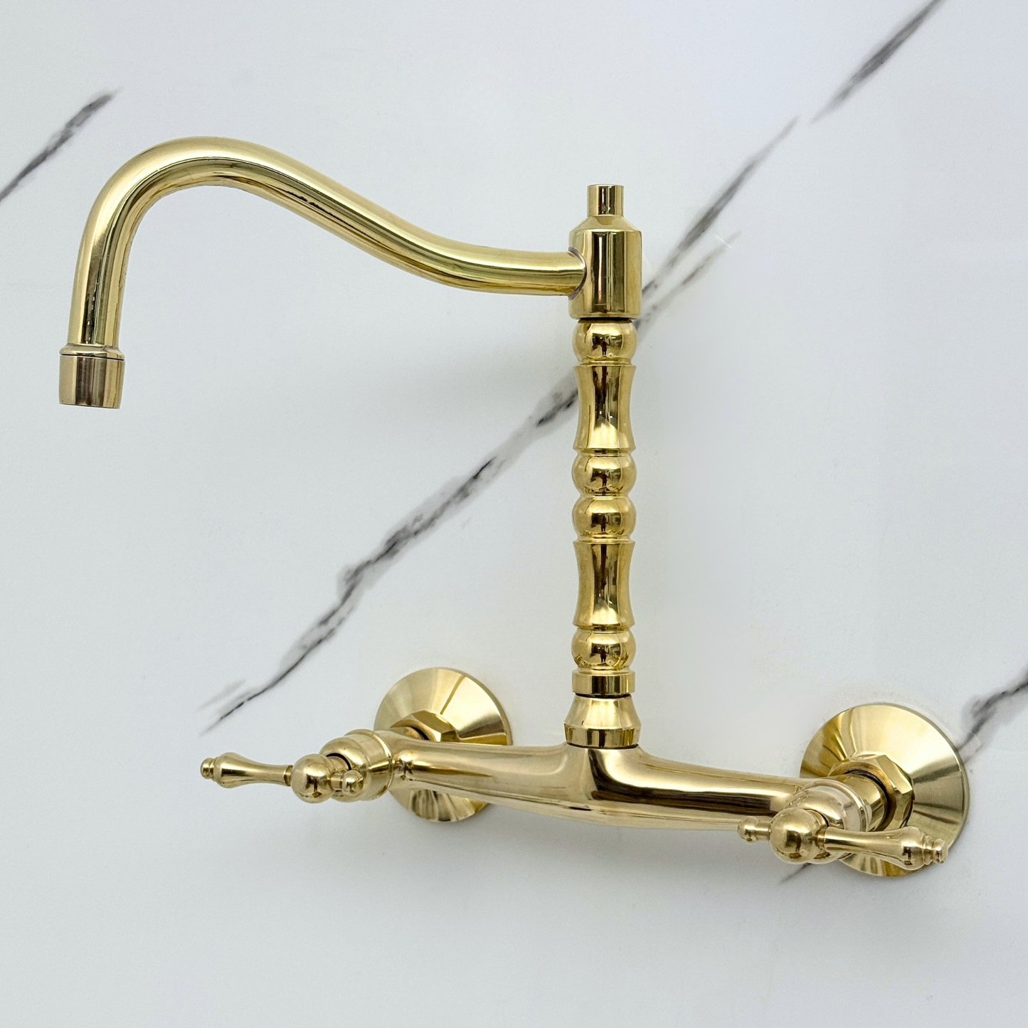Wall-Mounted Unlacquered Brass Faucet