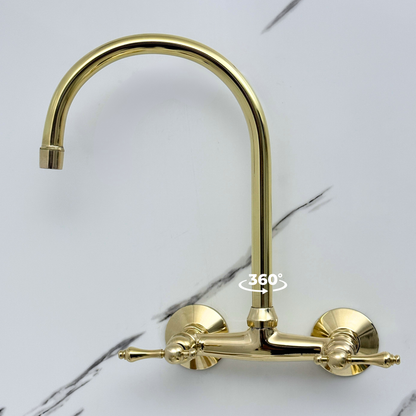 Wall-Mounted Unlacquered Brass Faucet