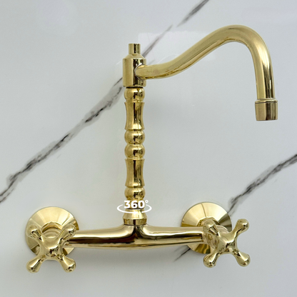 Wall-Mounted Unlacquered Brass Faucet