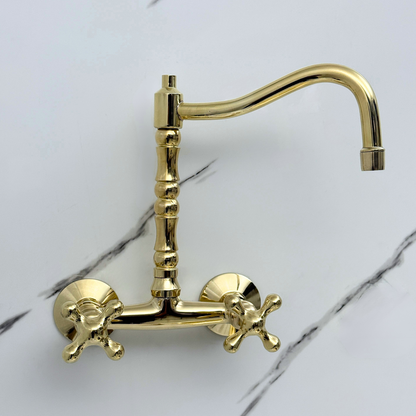 Wall-Mounted Unlacquered Brass Faucet