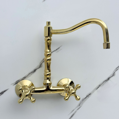 Wall-Mounted Unlacquered Brass Faucet