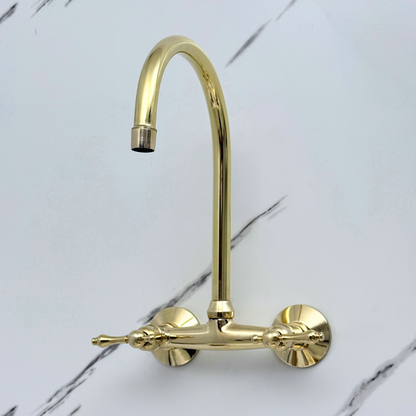 Wall-Mounted Unlacquered Brass Faucet