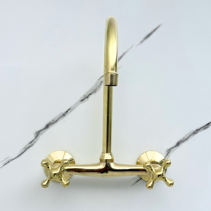 Wall-Mounted Unlacquered Brass Faucet