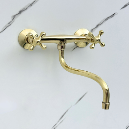 Wall-Mounted Unlacquered Brass Faucet