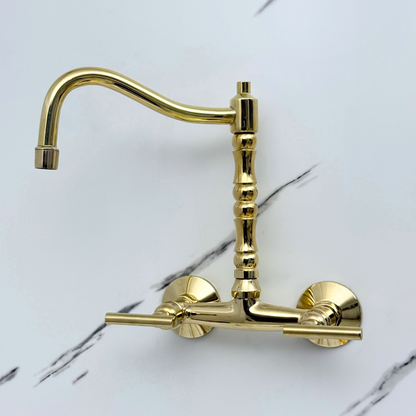 Wall-Mounted Unlacquered Brass Faucet