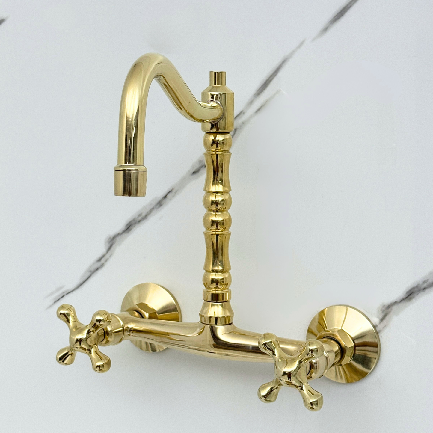 Wall-Mounted Unlacquered Brass Faucet