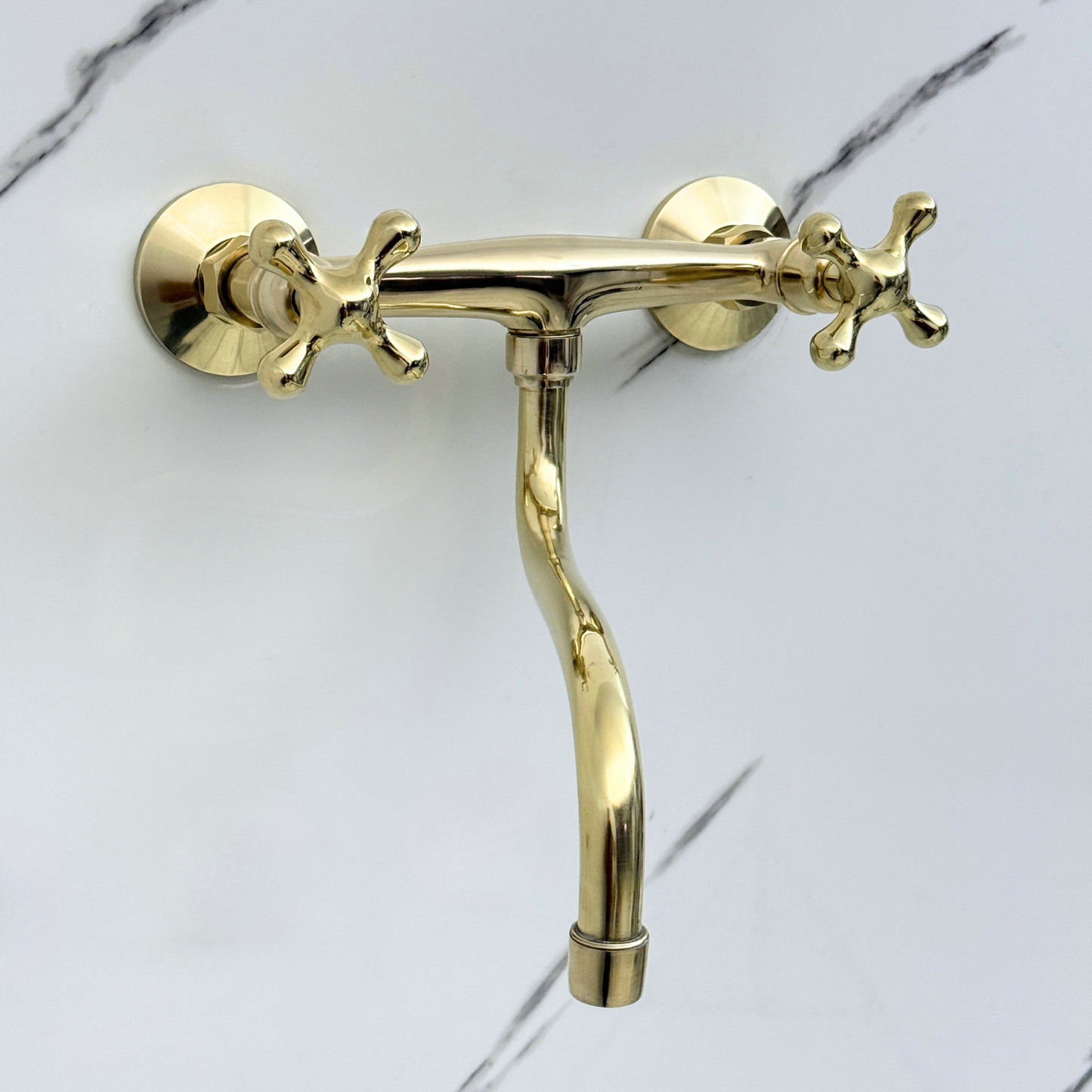 Wall-Mounted Unlacquered Brass Faucet