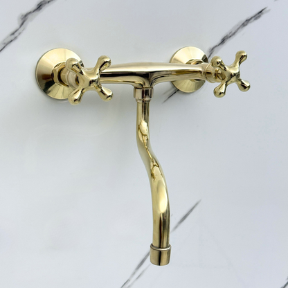 Wall-Mounted Unlacquered Brass Faucet