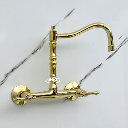 Wall-Mounted Unlacquered Brass Faucet