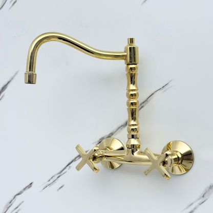 Wall-Mounted Unlacquered Brass Faucet