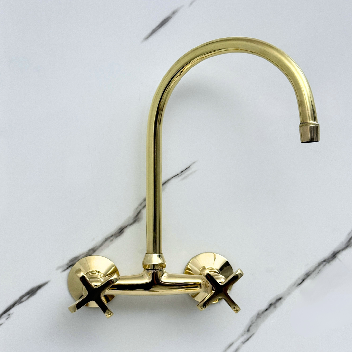 Wall-Mounted Unlacquered Brass Faucet