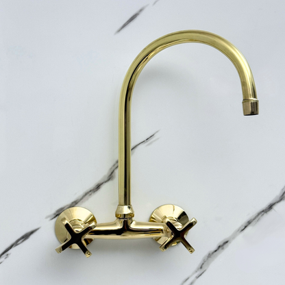 Wall-Mounted Unlacquered Brass Faucet