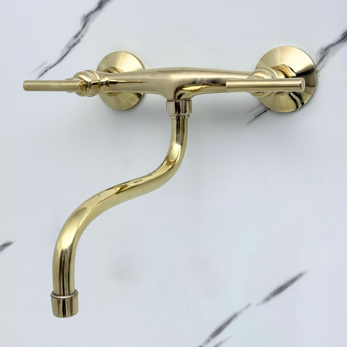 Wall-Mounted Unlacquered Brass Faucet