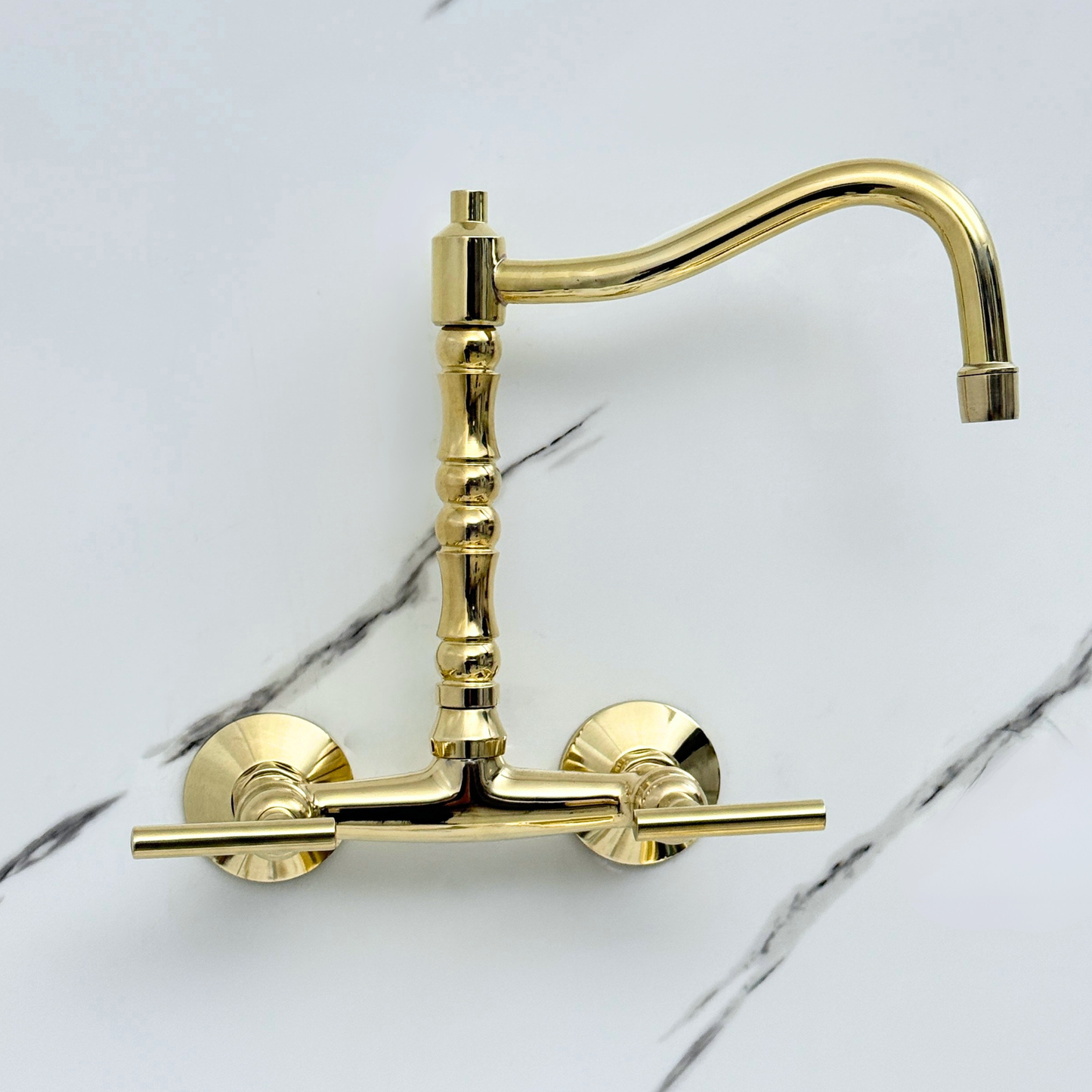 Wall-Mounted Unlacquered Brass Faucet