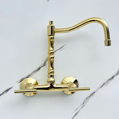 Wall-Mounted Unlacquered Brass Faucet