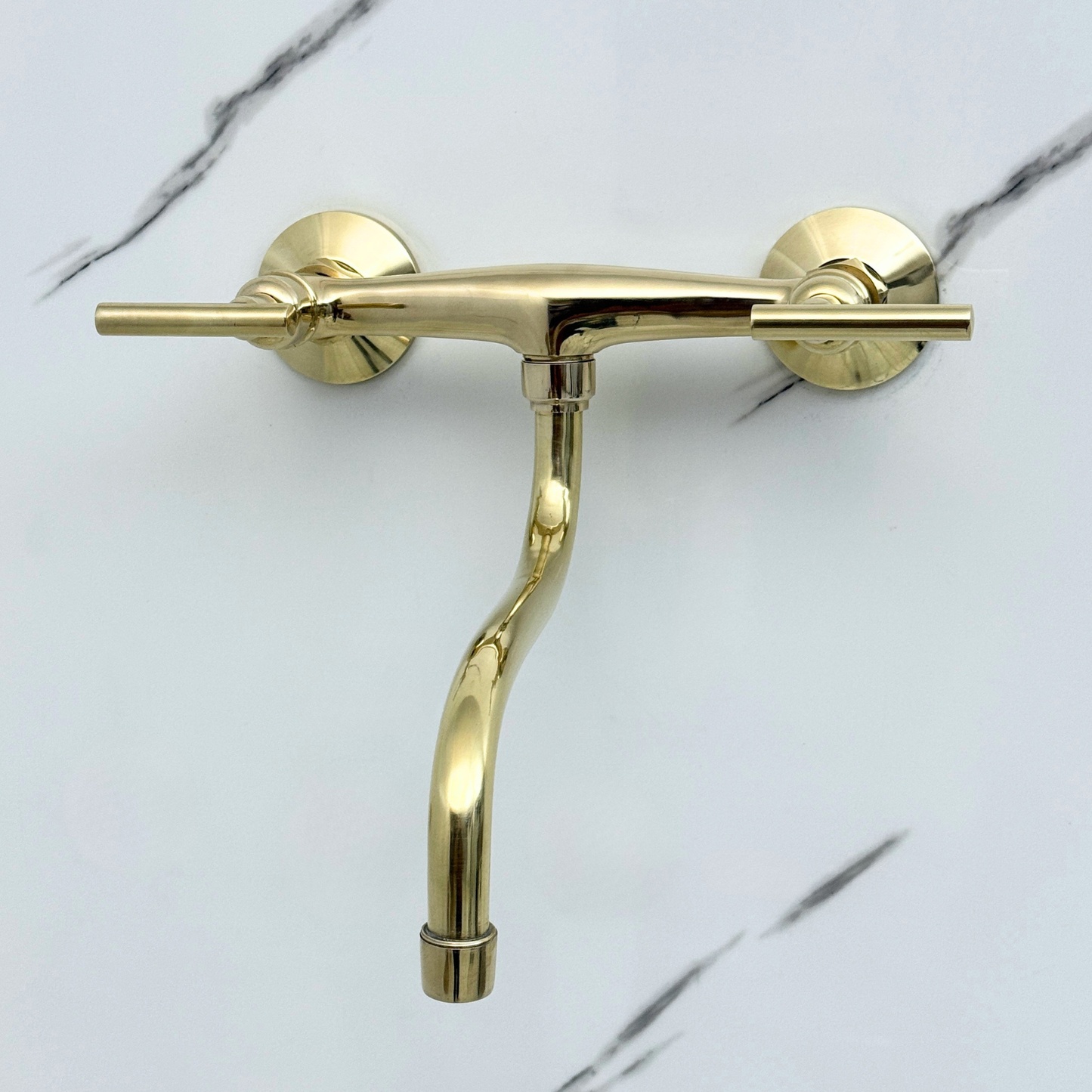 Wall-Mounted Unlacquered Brass Faucet