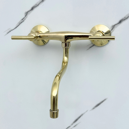 Wall-Mounted Unlacquered Brass Faucet