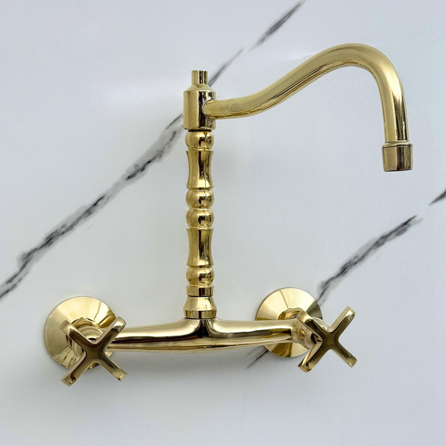 Wall-Mounted Unlacquered Brass Faucet
