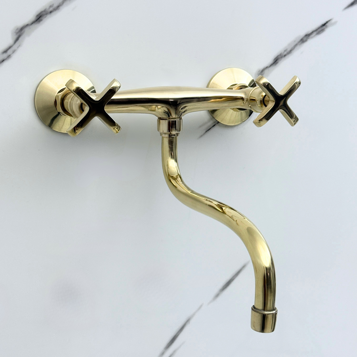 Wall-Mounted Unlacquered Brass Faucet